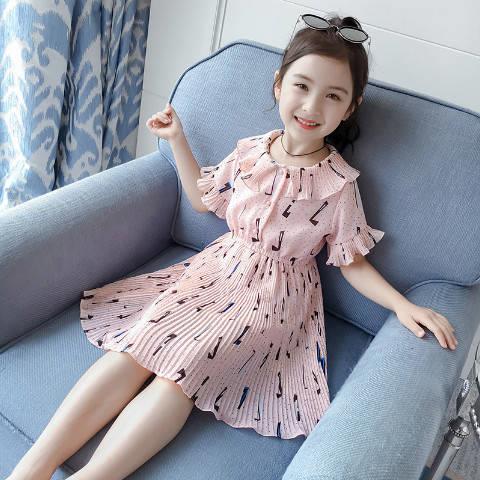 Girls dress 2020 new little girls summer Chiffon summer 5 foreign style 6 children's wear 7 princess skirt 8 years old