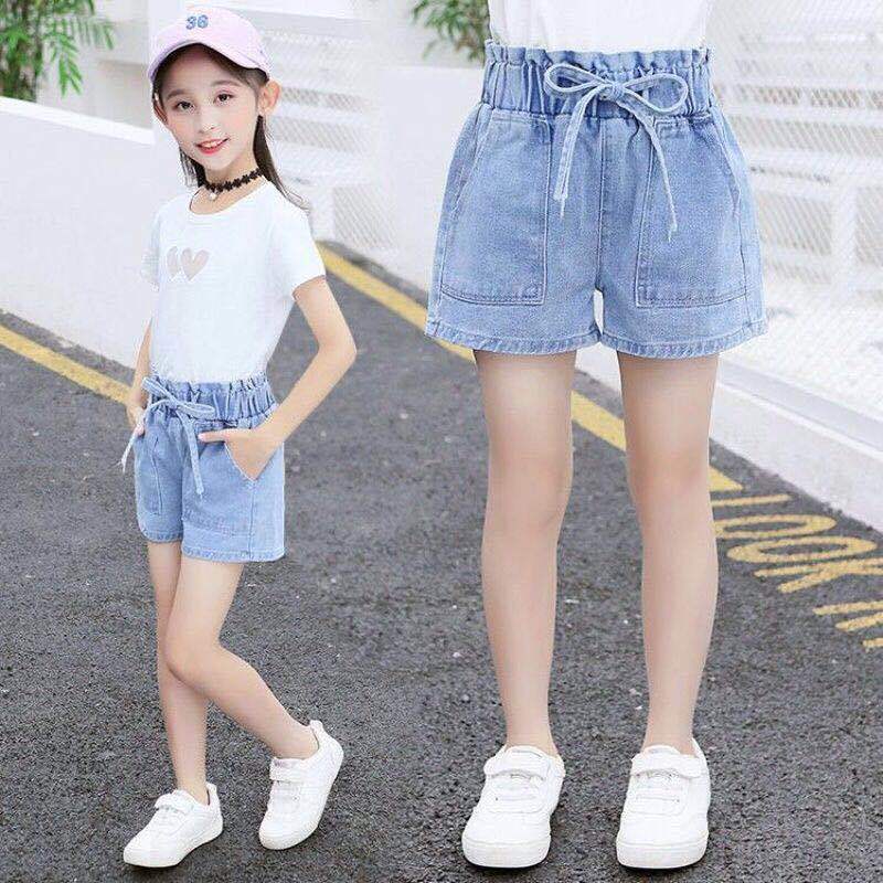 Girls' shorts summer new baby pants 2020 thin children's pants children's Pants Medium and large children's outer jeans 12