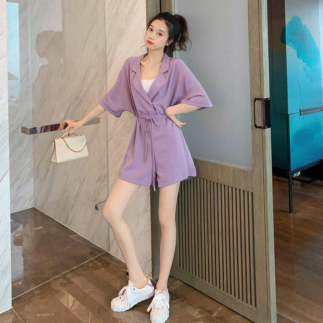Short / long Jumpsuit summer wear new Korean version of loose drape high waist and slim look