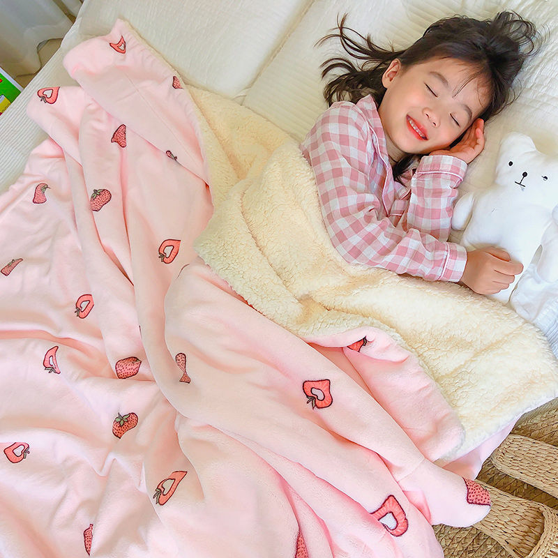 Milk cashmere children's Blanket Quilt double layer thickened spring and autumn winter blanket kindergarten lambskin blanket cover blanket