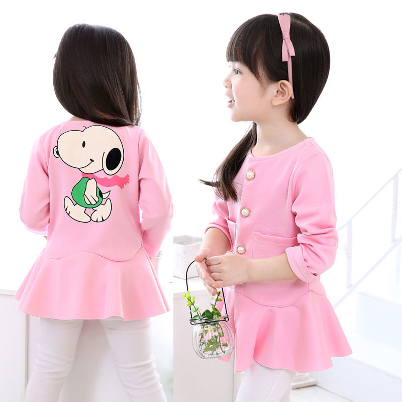 Girls spring and Autumn New Korean style coat 100 fold casual foreign style long sleeve Wei dress