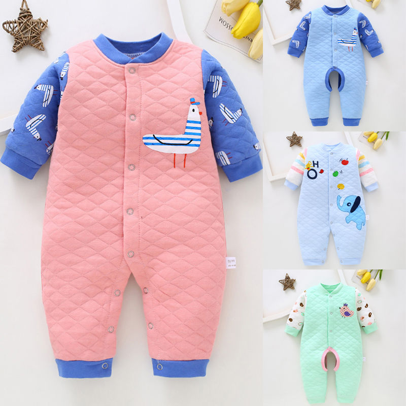 Newborn baby's one piece suit with cotton thickened warm cotton padded jacket