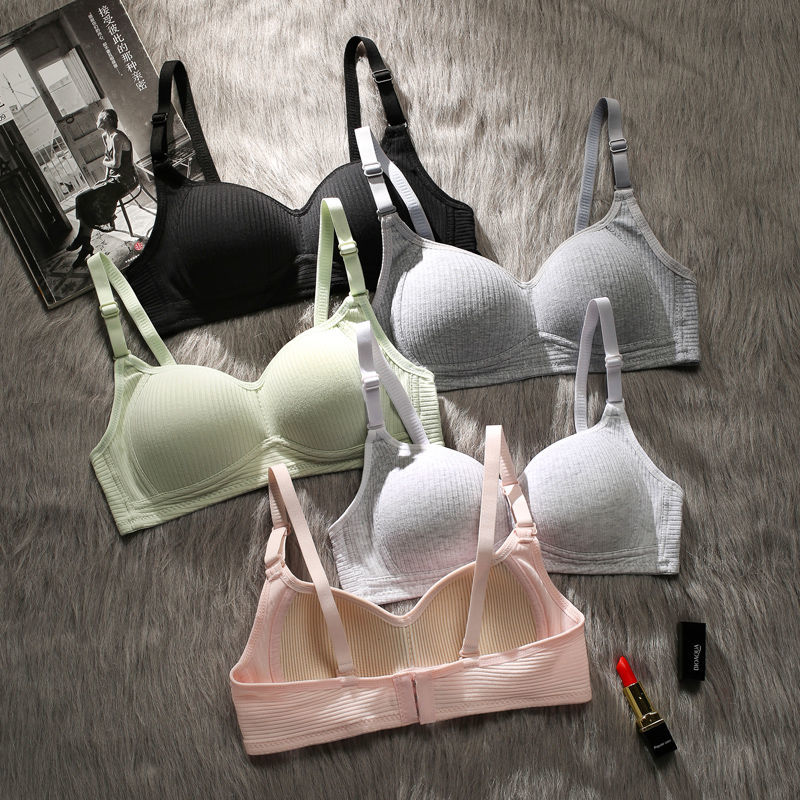 Girl's underwear female students Korean version of small chest gathered sexy high school students anti droop no steel ring thin bra suit