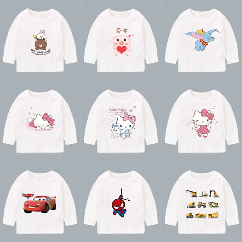 100% cotton children's clothing girl's bottoming shirt pure cotton boy's long sleeve T-shirt children's autumn jacket bottoming shirt