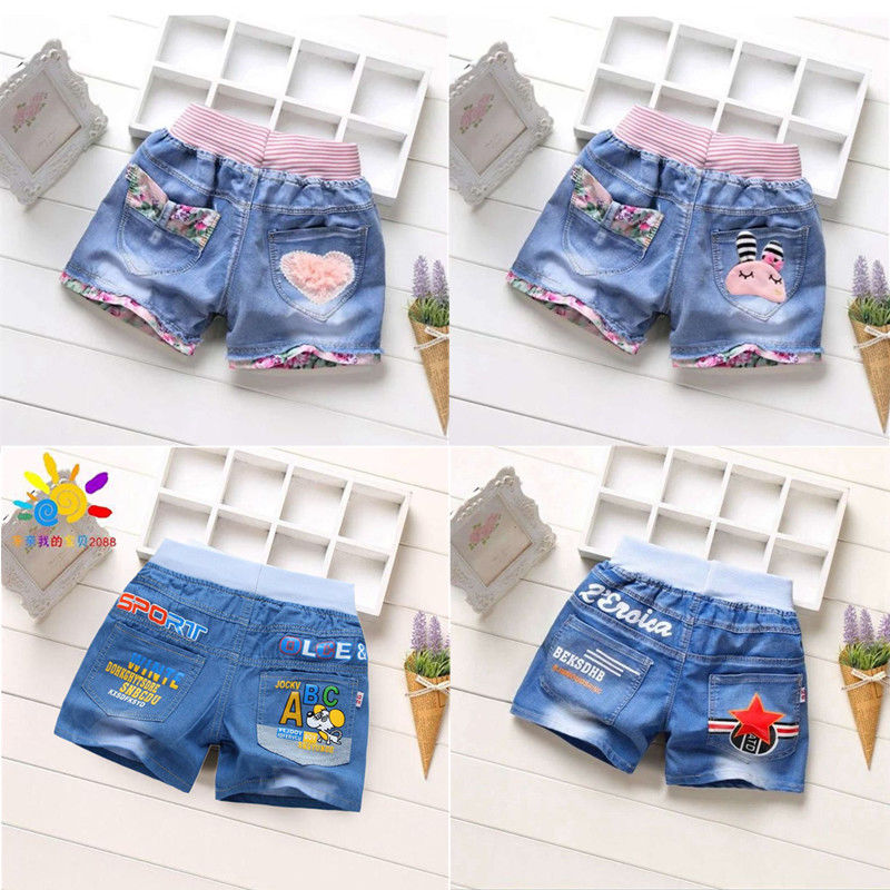 Children's jeans shorts summer boys wear thin baby's three-part Pants Girls' Shorts Girls' jeans hot pants