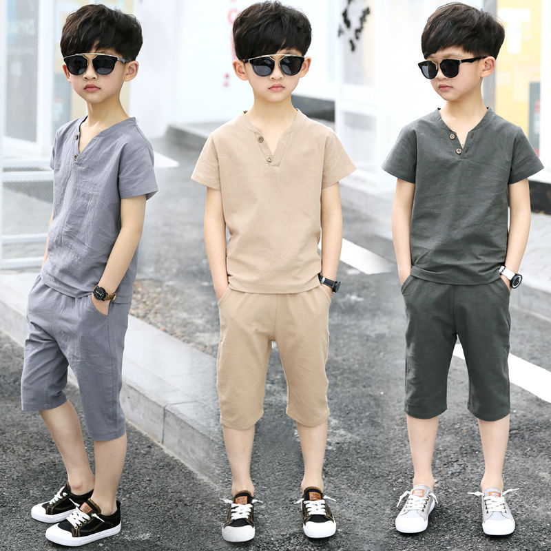 Boys' suit 2020 new summer children's short sleeve shorts