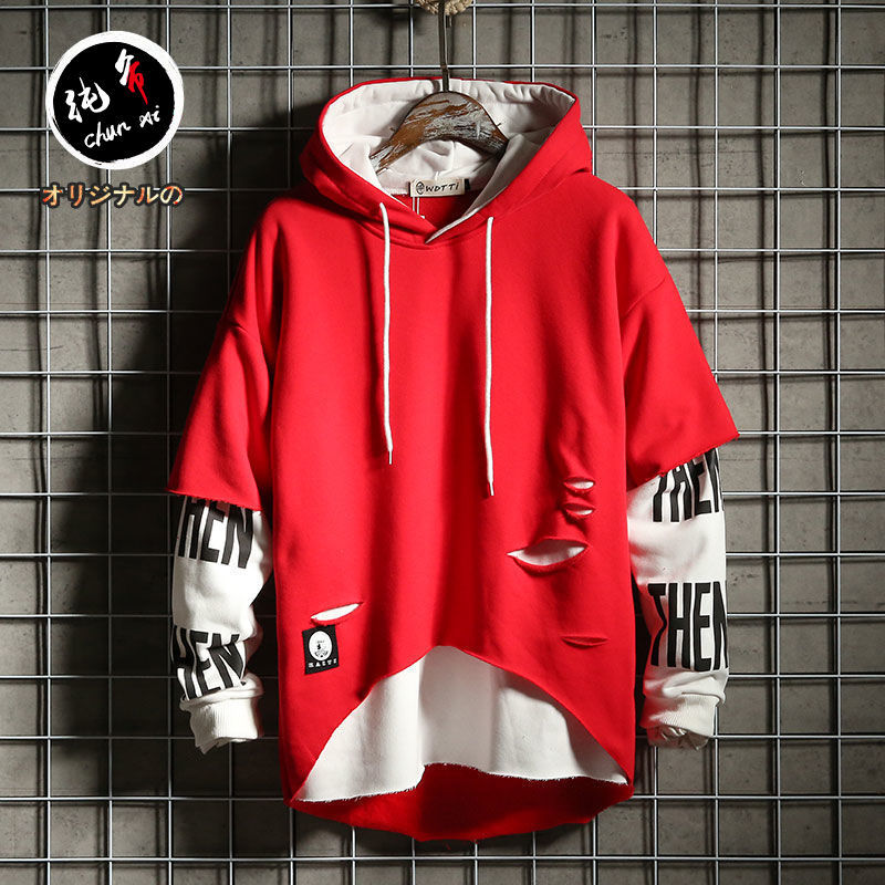 Autumn and winter fashion brand hooded Plush sweater men's trend Korean loose student versatile top coat men's wear