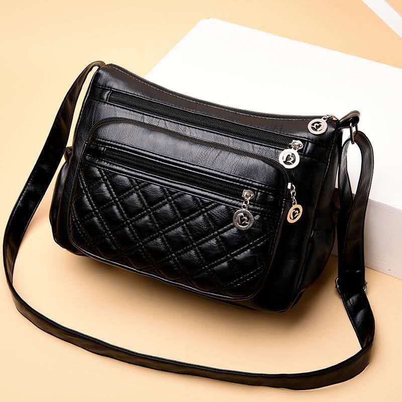 2020 new versatile middle-aged women's bag mother's bag multi-layer soft leather Single Shoulder Messenger Bag mother's bag