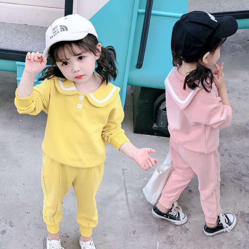 Girls autumn suit 2020 new Korean version foreign style 1-5-year-old girl baby autumn clothes baby two piece set