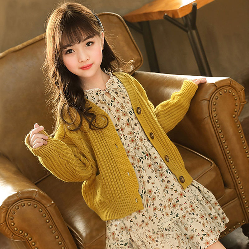 Children's cardigan sweater 2020 spring and Autumn New Korean version 2 girls' T-shirt