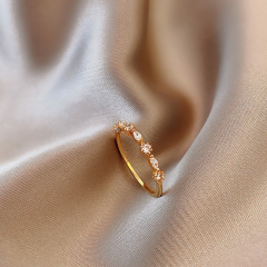 Real shot Korean retro ins net red same simple diamond ring for women super flash personalized fashion ring