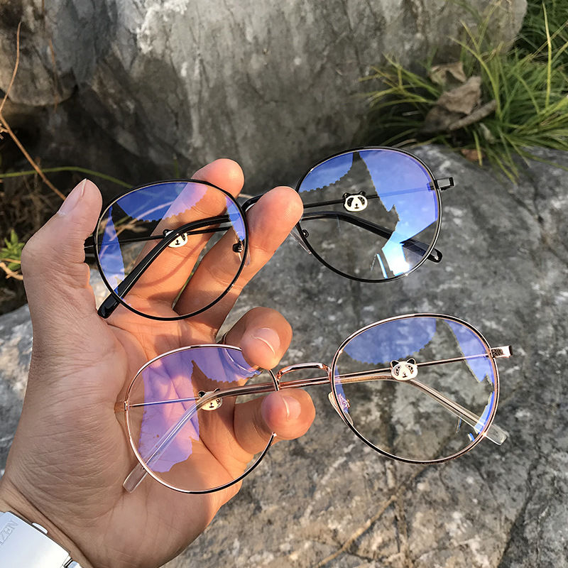 Anti blue radiation glasses female round face glasses frame female flat lenses female students myopia glasses female Korean version Panda