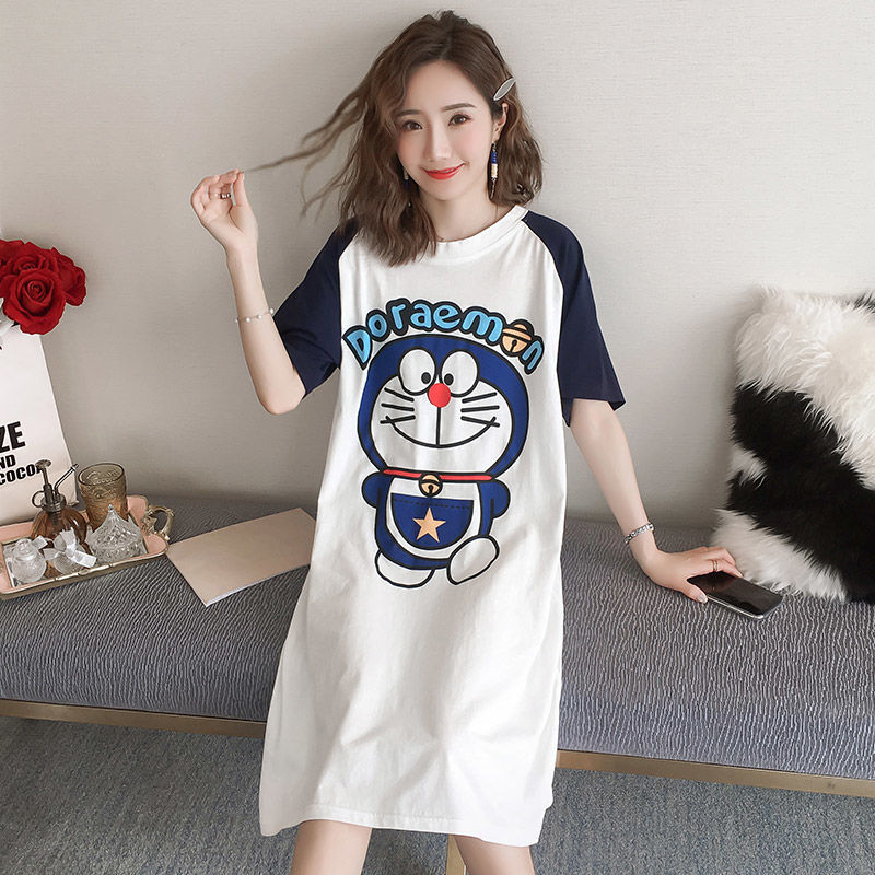 Large size pajamas women summer thin Korean version loose and lovely student cartoon nightdress women summer short sleeve home wear