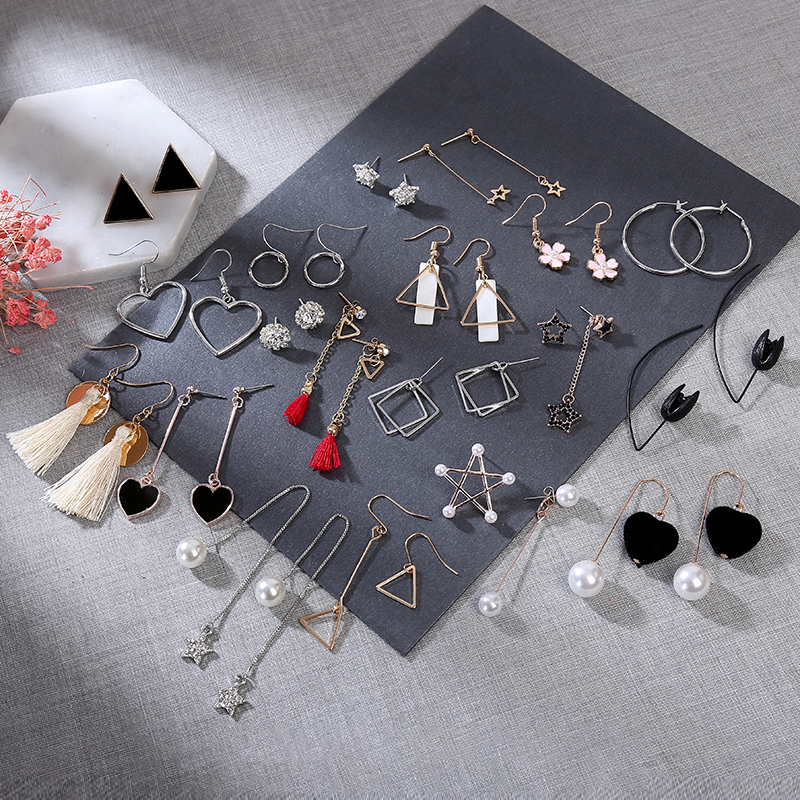 Korean style versatile asymmetric Earrings female Earrings tassel lovely student temperament long earrings