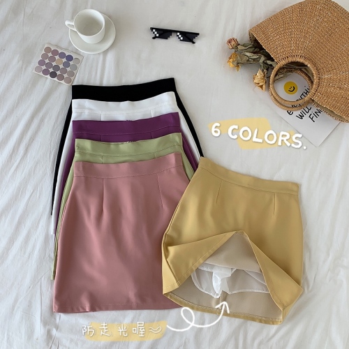 Real shot control 5 ~ 6 color skirt short skirt spring summer high waist A-line skirt