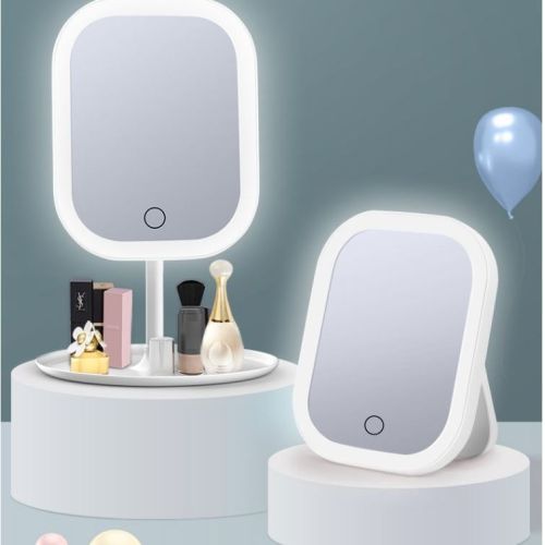 Make up mirror with light net red LED dressing mirror dormitory desktop desktop portable folding girls fill light beauty mirror