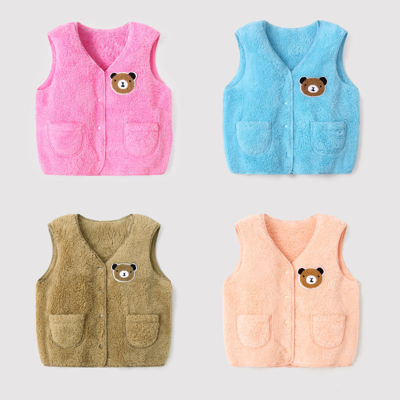 Children's Vest spring and autumn winter thin men's and women's Plush vest