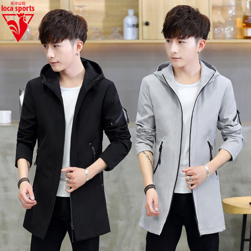 Spring and autumn Korean fashion long men's jacket slim youth student windbreaker coat man