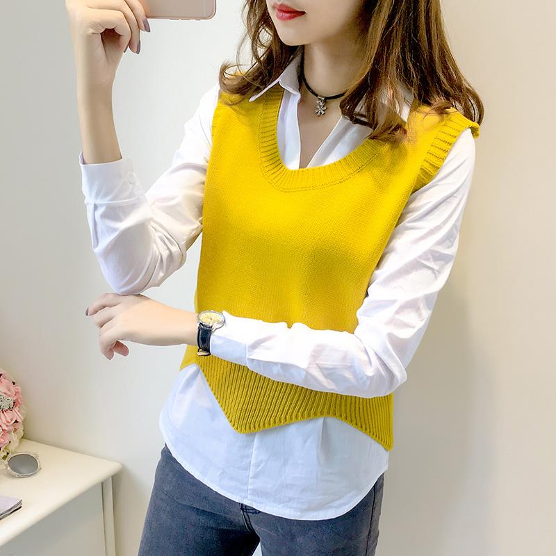 Wave sweater vest, female, sweater vest, bottom wave triangle Sweater Vest (single vest)