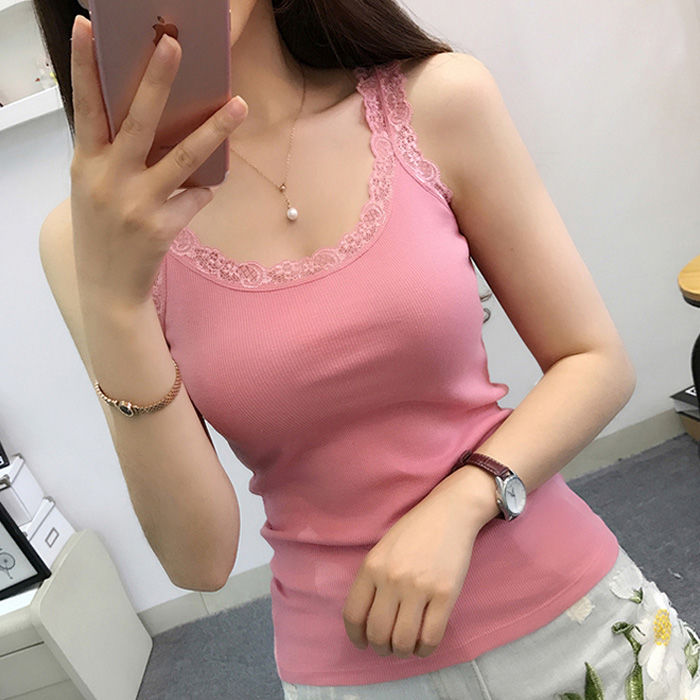 Lace lace round neck suspender vest for women to wear slim and sexy