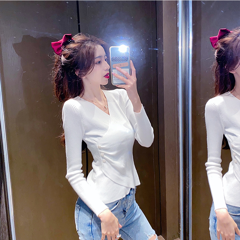 New style slim fit V-Neck long sleeve Pullover Sweater for women