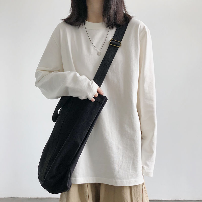 Ins super fire long sleeve T-shirt for women spring and autumn pure white with underlay shirt