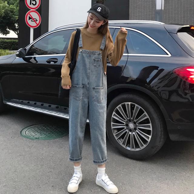 Denim belt pants women's Korean version loose high waist small fashion 2020 new autumn slim straight tube ins pants