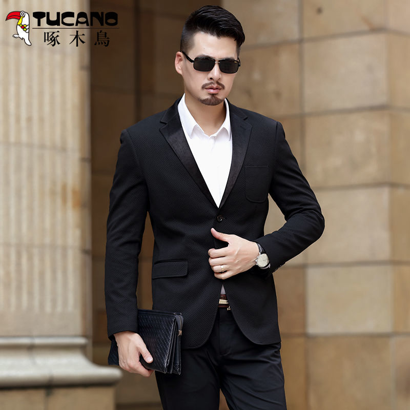 Woodpecker casual suit men's spring autumn thin middle aged single Western business men's suit coat men's autumn coat