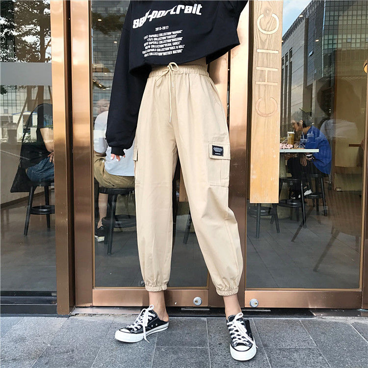 Autumn and winter Korean version of INS corset overalls for men and women loose homestay BF wind Capris student Harem Pants