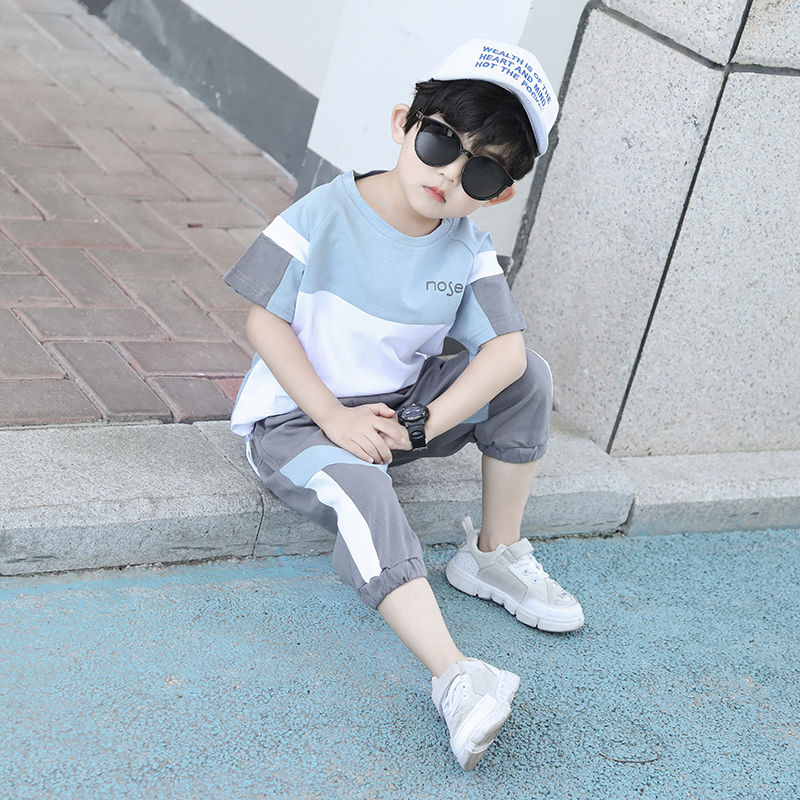 Children's wear boys' summer suit 2020 new Korean version children's handsome short sleeve boys' summer two piece suit fashion