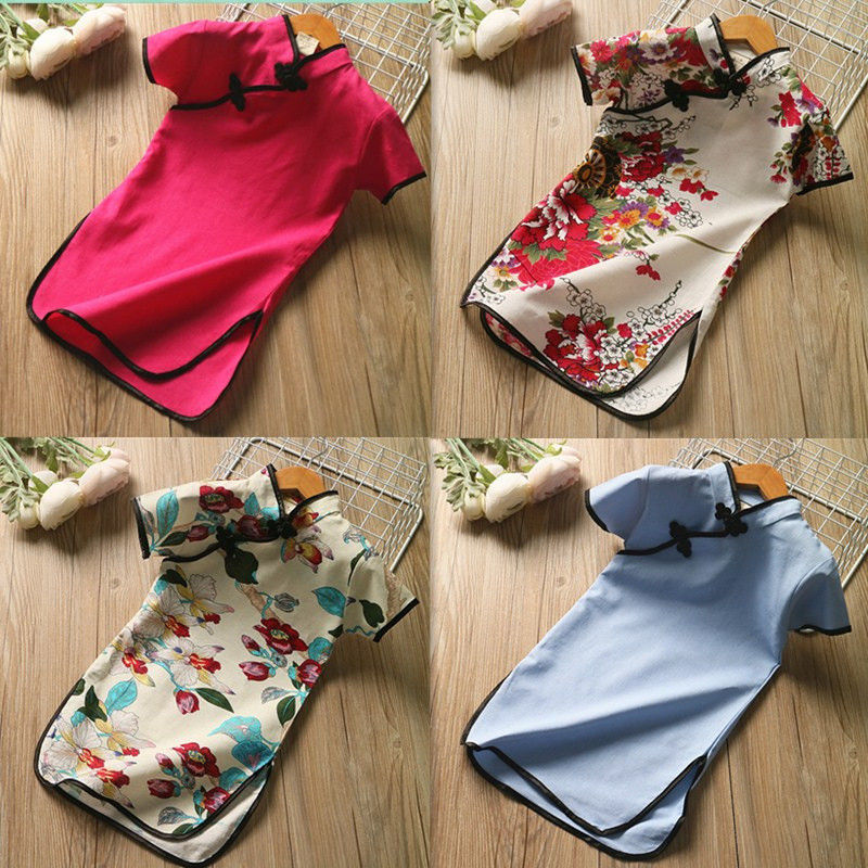 Children's Tang Qipao summer 2019 new girls' improved cheongsam dress baby cheongsam cotton