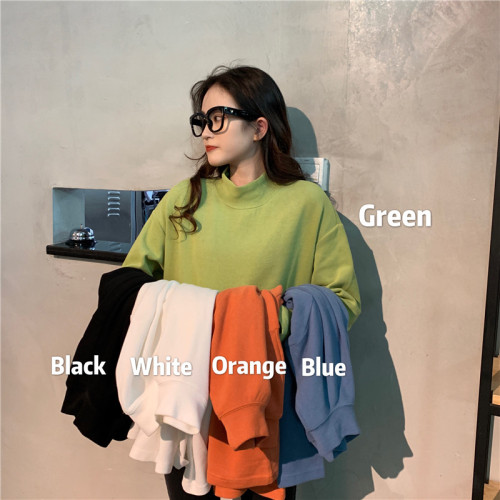 Real price ~ Korean new solid color half high collar long sleeve T-shirt
