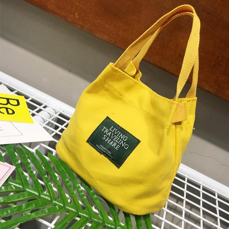 2020 new Korean literary leisure one shoulder canvas bag women's Bag Mini mummy bag Xiaoqing Xinsen series Bucket Bag