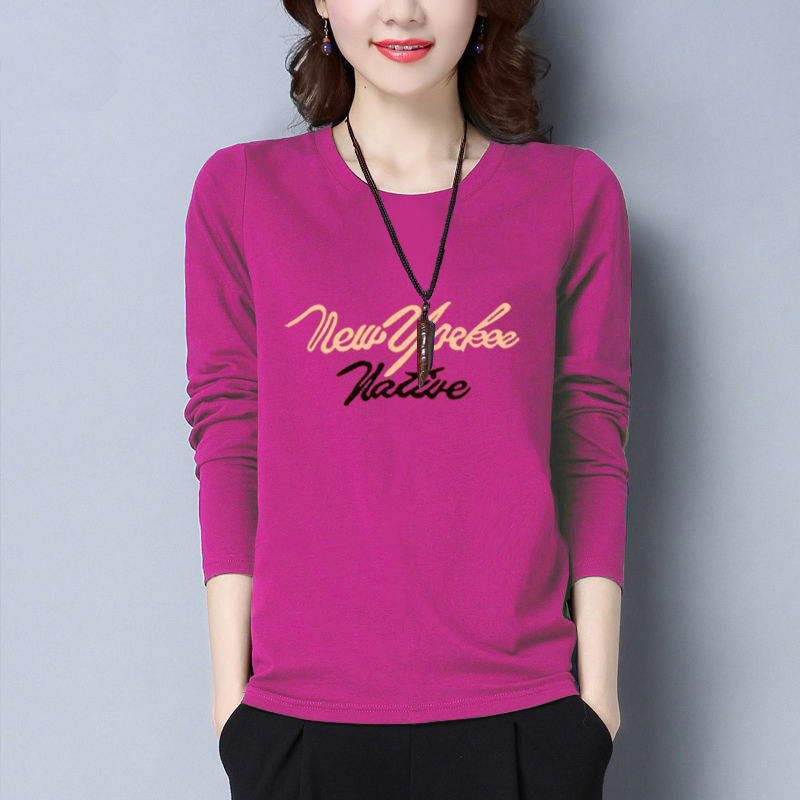 Large long sleeve T-shirt women's autumn new Korean version plus fat mm loose white top with all over bottom