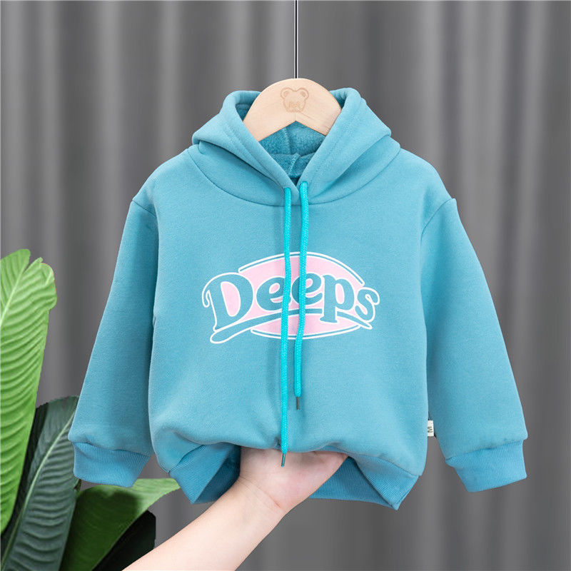 Baby autumn and winter Korean high collar sweater 1-6 years old children's hooded Pullover coat 3 girls' Plush clothes