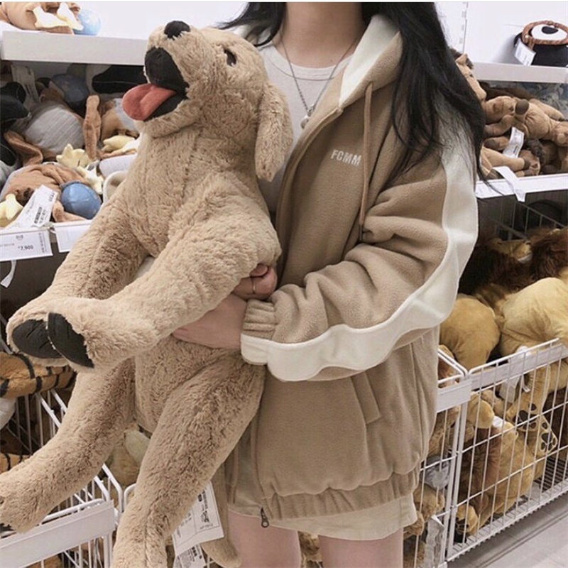 Protected girl lovely color matching embroidered letter warm zipper jacket cotton jacket with cotton thickening