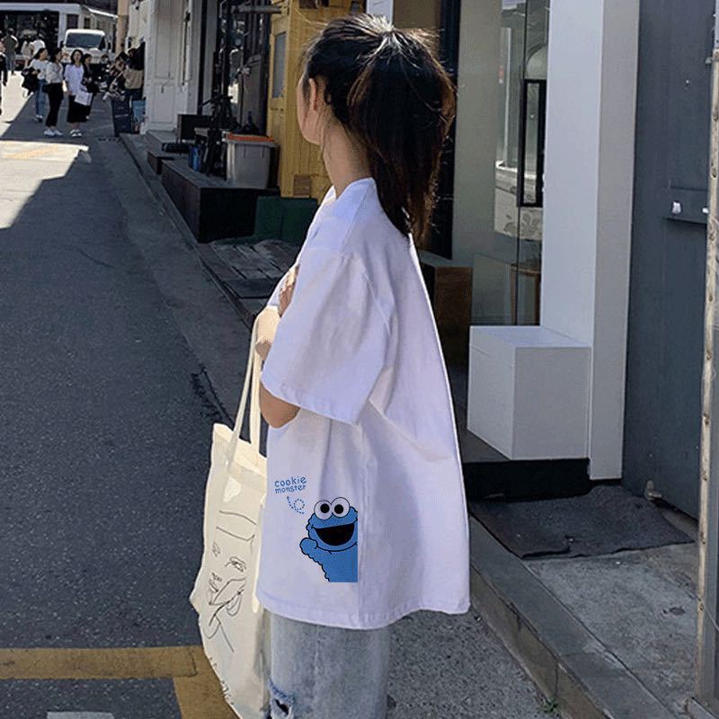 100% cotton loose BF windbreaker girl student Korean ins white T-shirt summer solid short sleeve T-shirt