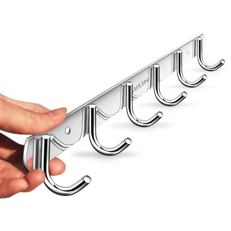 Punching free stainless steel hook row hook hanger adhesive hook kitchen door back coat hook bathroom pendant strong non marking hook