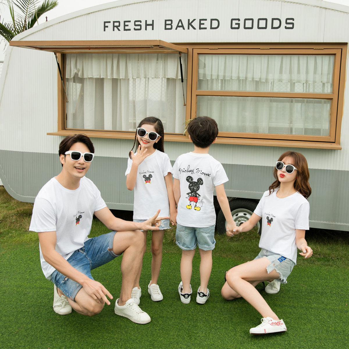 Mickey's parents' and children's summer wear pure cotton short sleeve T-shirt