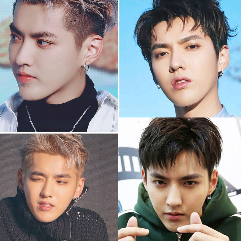 Earrings men's Korean version of Quan Zhilong same Earrings men's social domineering single circle trend female students no ear holes