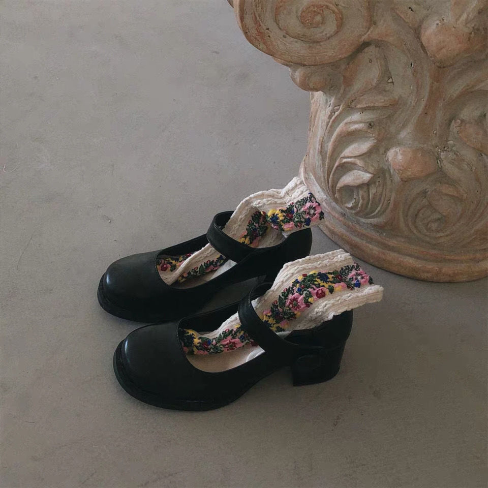 Spring new style sweet girl retro thick heel Mary Jane cute JK uniform high heels college style versatile heel shoes