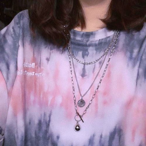 Fashion brand Necklace women ins net Red Hip Hop men's necklace sweater chain personality cool multi-layer decoration accessories