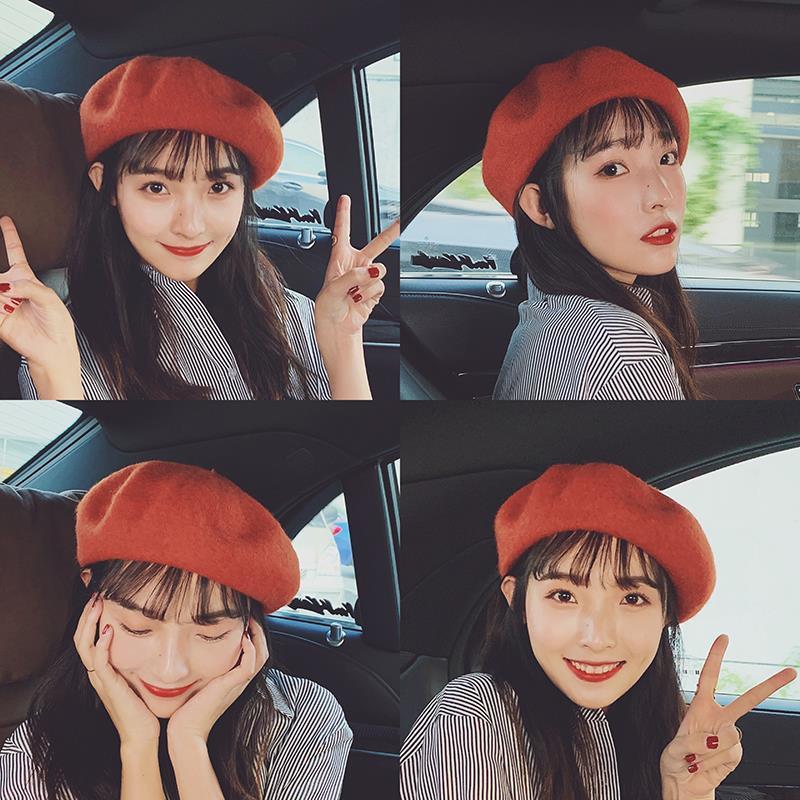 Hat woman autumn winter woolen Beret Korean version versatile pumpkin hat female painter retro Japanese hat student trend