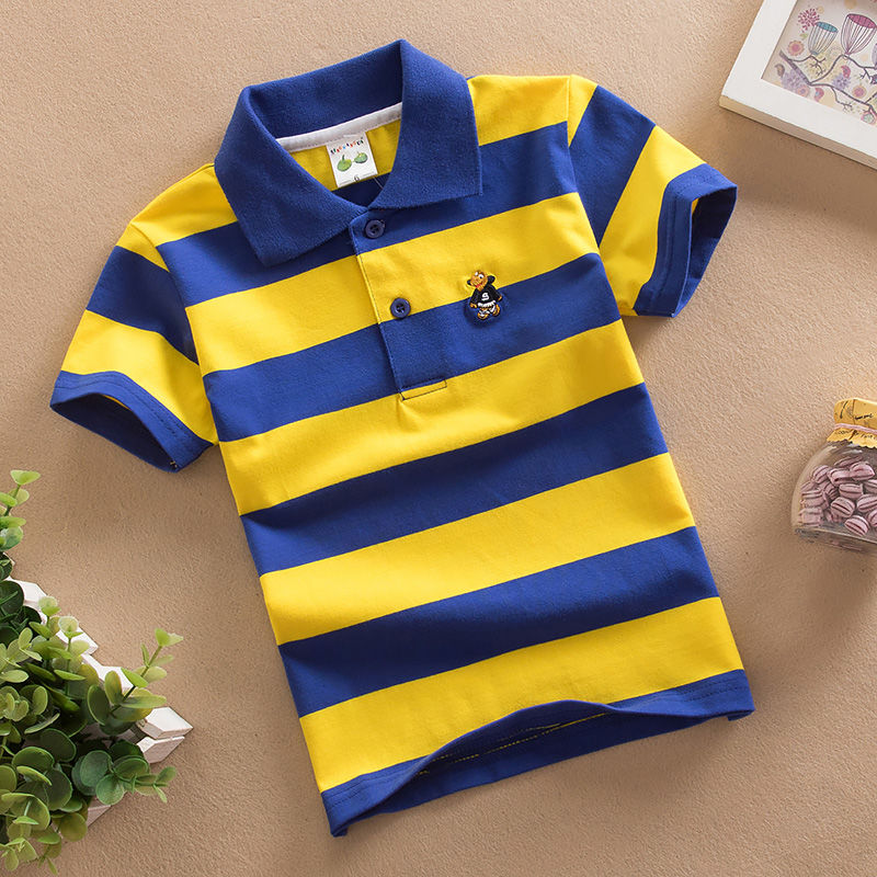 Children's summer wear boys and girls short sleeve T-shirt striped half sleeve polo shirt children's wear small, medium and large children's cotton T-shirt