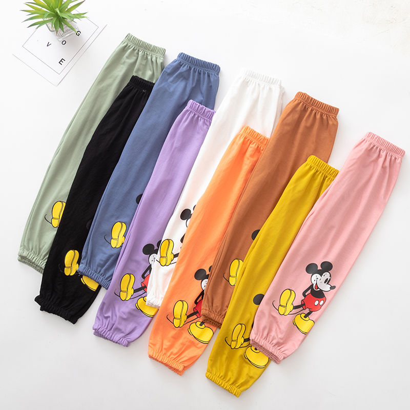 Children's mosquito proof pants children's Lantern Pants Boys and girls' Capris children's summer thin loose Mickey pants