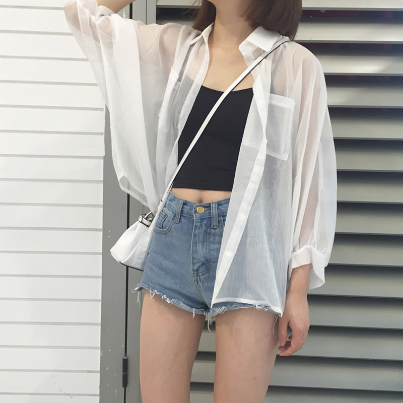 Korean yuansufeng BF loose and versatile Chiffon cardigan with outerwear and women's bat sleeve sunblock