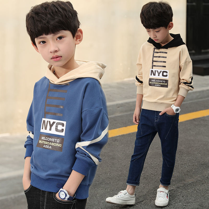 Children's wear boys' long sleeve autumn children's Hooded Sweater boys' bottoming shirt spring 2020 new fashion one piece top