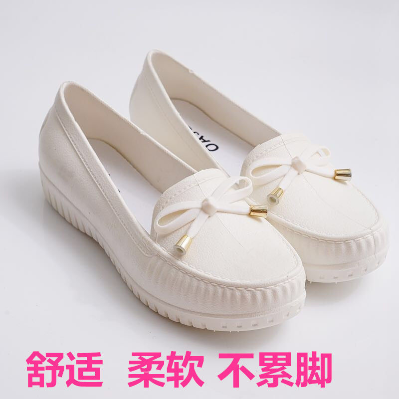 Women's KFC work shoes McDonald's single shoes non slip women's mother's white nurse's shoes anti slip waterproof pea shoes