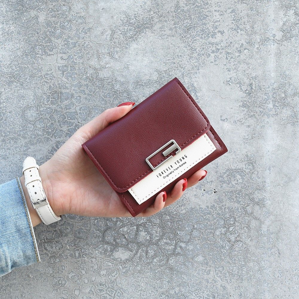 Ins wallet girl student little fresh Korean short cute mini change purse new folding three fold card bag