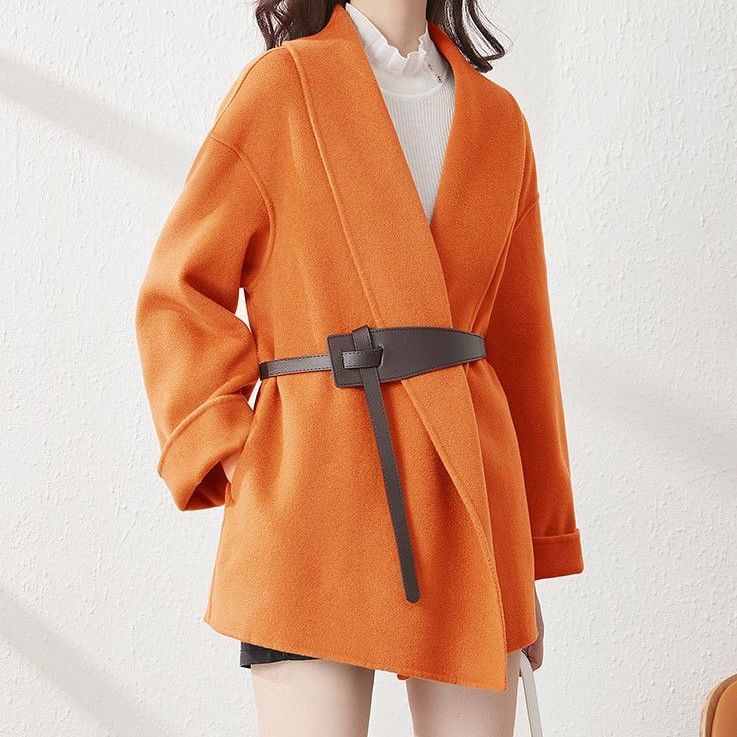 Double sided cashmere wool windbreaker medium and long autumn coat women's wear new Korean loose student wool coat Wool Fashion